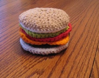 Crocheted Cheeseburger Play Food/Coasters