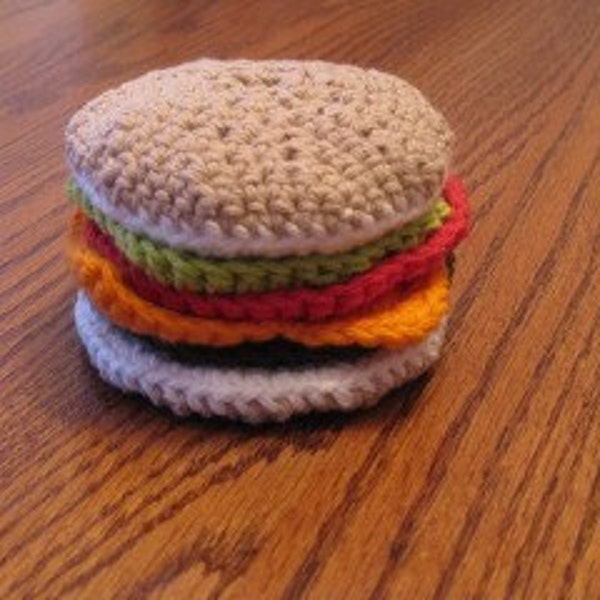 Crocheted Cheeseburger Play Food/Coasters