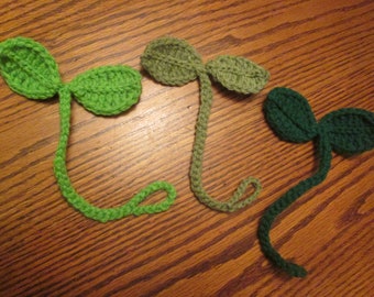 Crochet Leaf Sprout- Headphone Accessory- Cord Tie- Bookmark