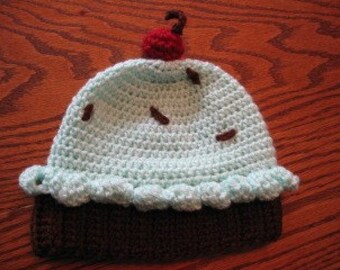 Mint Chocolate Chip Cupcake Beanie Hat