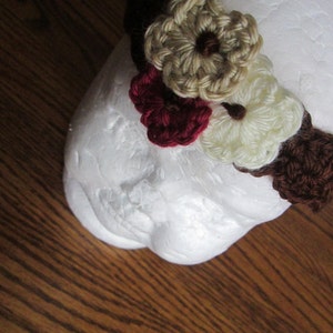 Crochet Hippie Headband with flowers, Bohemian flower headband, Crochet Scallop Hairband