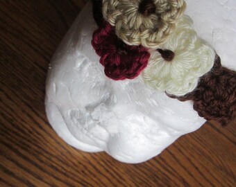 Crochet Hippie Headband with flowers, Bohemian flower headband, Crochet Scallop Hairband