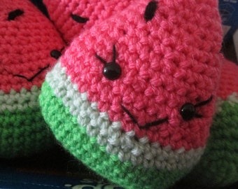 Amigurumi Watermelon Slice- Crochet Watermelon- Crochet Summer Play Food- Summer Decor