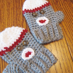 Sock Monkey inspired Adult Mittens