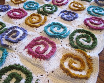 Handmade Crochet Spiral Granny Square Baby  Blanket/Afghan, Photo Prop, Newborn Crib Blanket, Baby Nursery Accessory, Baby Shower Gift