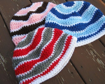 Wave Beanie Hat - You choose colors