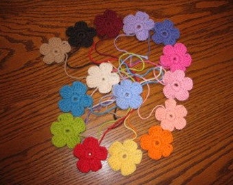 2.75 inch crocheted flower embellishments - you pick color(s)