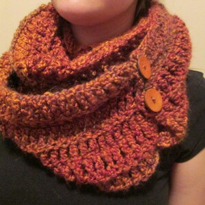 Oversized Cowl with Buttons, Women's Winter Accessories, Multicolor Scarf, Infinity Scarf image 1
