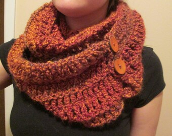 Oversized Cowl with Buttons, Women's Winter Accessories, Multicolor Scarf, Infinity Scarf