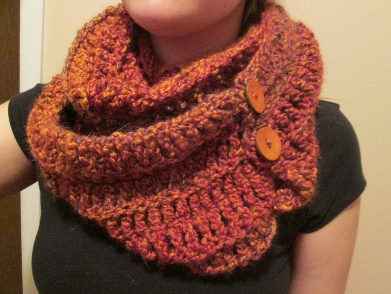 Oversized Cowl with Buttons, Women's Winter Accessories, Multicolor Scarf, Infinity Scarf image 1