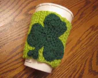 Custom Coffee Cozy with St. Patrick's Day Shamrock