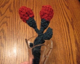 A dozen Long stem crocheted Rose buds