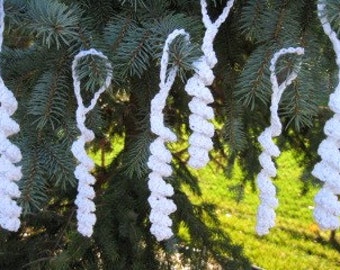 Crocheted Icicle ornaments -set of 8