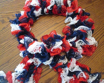 Red, White and Blue Ruffled Potato Chip Scarf