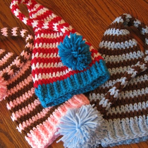 Long Tail Striped Pixie Elf Hat - You choose colors