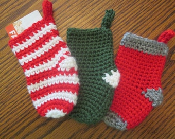 Crochet Mini Christmas Stocking, Gift Card Holder