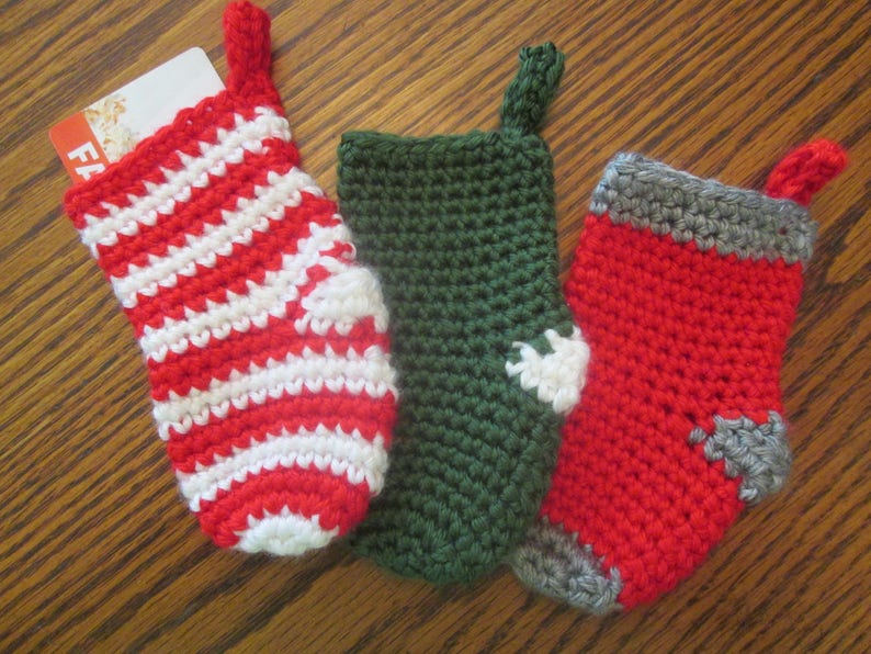 Crochet Mini Christmas Stocking Gift Card Holder Etsy