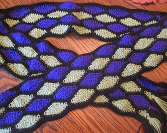 Stained Glass, Honeycomb, Purple and Green, Multicolored Scarf