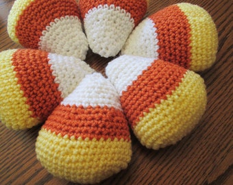 Crochet Candy Corn - Plushie Candy Corn - Stuffed Handmade Candy Corn- Fall Decor- Autumn Home Decor