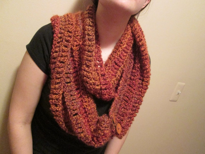 Oversized Cowl with Buttons, Women's Winter Accessories, Multicolor Scarf, Infinity Scarf image 2