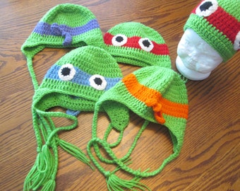 Crochet Ninja Turtle Beanie Hat