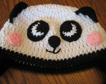 Panda Bear Earflap Beanie Hat