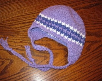 Purple Crochet Earflap beanie