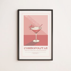 Vintage Cocktail Bar Poster | Cosmopolitan Cocktail Drink
