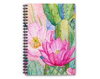 Cuaderno espiral con motivos florales de cactus