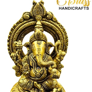 Small Brass Ganesha Idol for puja, Ganesha statue for puja room & home decor, Ganesh statue for peace and growth, ideal for home decor 5.5&quot;