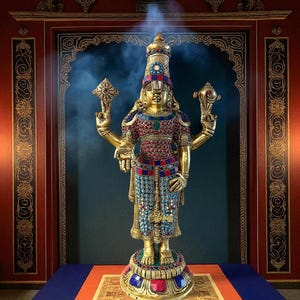 Brass Balaji Statue 19 Inches | Tirupati Balaji Idol | Lord Venkateshwara | Beautiful Balaji Idol for Spiritual Gifting & Home Decor by TBH
