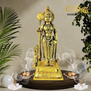 Handcrafted Brass Murugan Statue Kartikeyan Idol | Kandhan, Kumaran, Kartik, Gift, Temple, Decor, Home, Handmade by The Brass Handicrafts