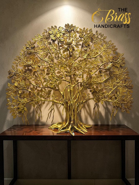 Large Brass Kalpavriksha Tree of Life Decor, Handmade Vastu Sculpture, Spiritual Home Accent for home, office, resort, decor, gifting, brass