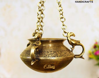 Vintage Brass Hanging Planters | Brass Planters for Home Decor | Hanging planter for Home Decor and Gifting by The Brass Handicrafts
