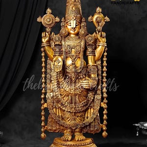 Handcrafted Tirupati Balaji Brass Statue in Aashirwad Mudra, Brass Balaji Statue| Tirupati Balaji Idol |Balaji idol statue for temple by TBH