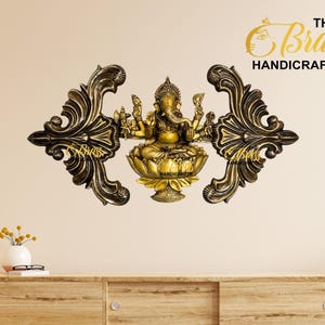 Ganesh Wall Hanging in Pure Brass | Unique Ganesh Wall Art and Home Decor Ganpati Idol | Best for Home Decoration and Gifting by TBH