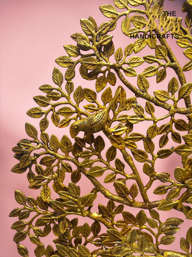 Large Brass Kalpavriksha Tree of Life Decor, Handmade Vastu Sculpture, Spiritual Home Accent for home, office, resort, decor, gifting, brass image 5