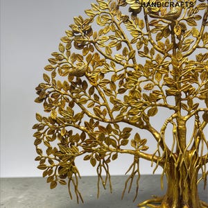 Large Brass Kalpavriksha Tree of Life Decor, Handmade Vastu Sculpture, Spiritual Home Accent for home, office, resort, decor, gifting, brass image 3