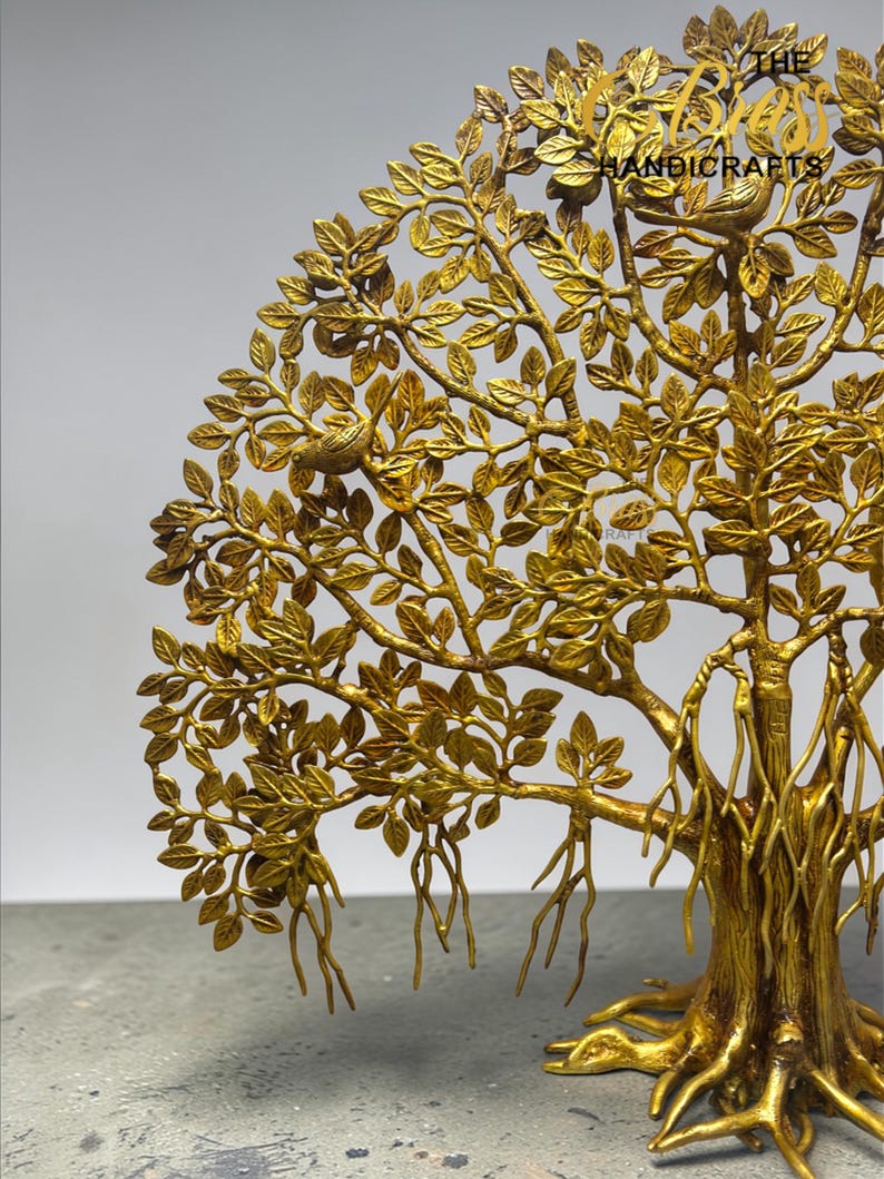 Large Brass Kalpavriksha Tree of Life Decor, Handmade Vastu Sculpture, Spiritual Home Accent for home, office, resort, decor, gifting, brass image 3
