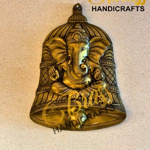 Brass Ganesh Bell-Shaped Wall Hanging for home decor | Ganesha home decor for home entry, wall decor, puja decor in pure Brass