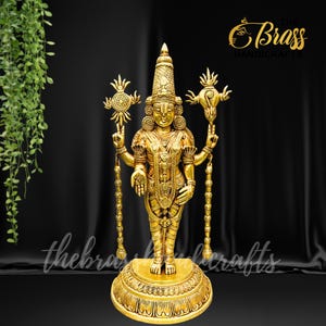 Brass Tirupati Balaji Statue | Srinivasa Idol | Venkateswara Swamy Murti | Tirupati Balaji | Hindu God Statue | Home Temple Decor by TBH