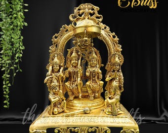 Estatua de Ram darbar Ram Panchayat con ram, sita, laxman, shatrughan, bharat, hanuman / Decoración del templo, ídolo ram darbar para decoración del hogar y puja