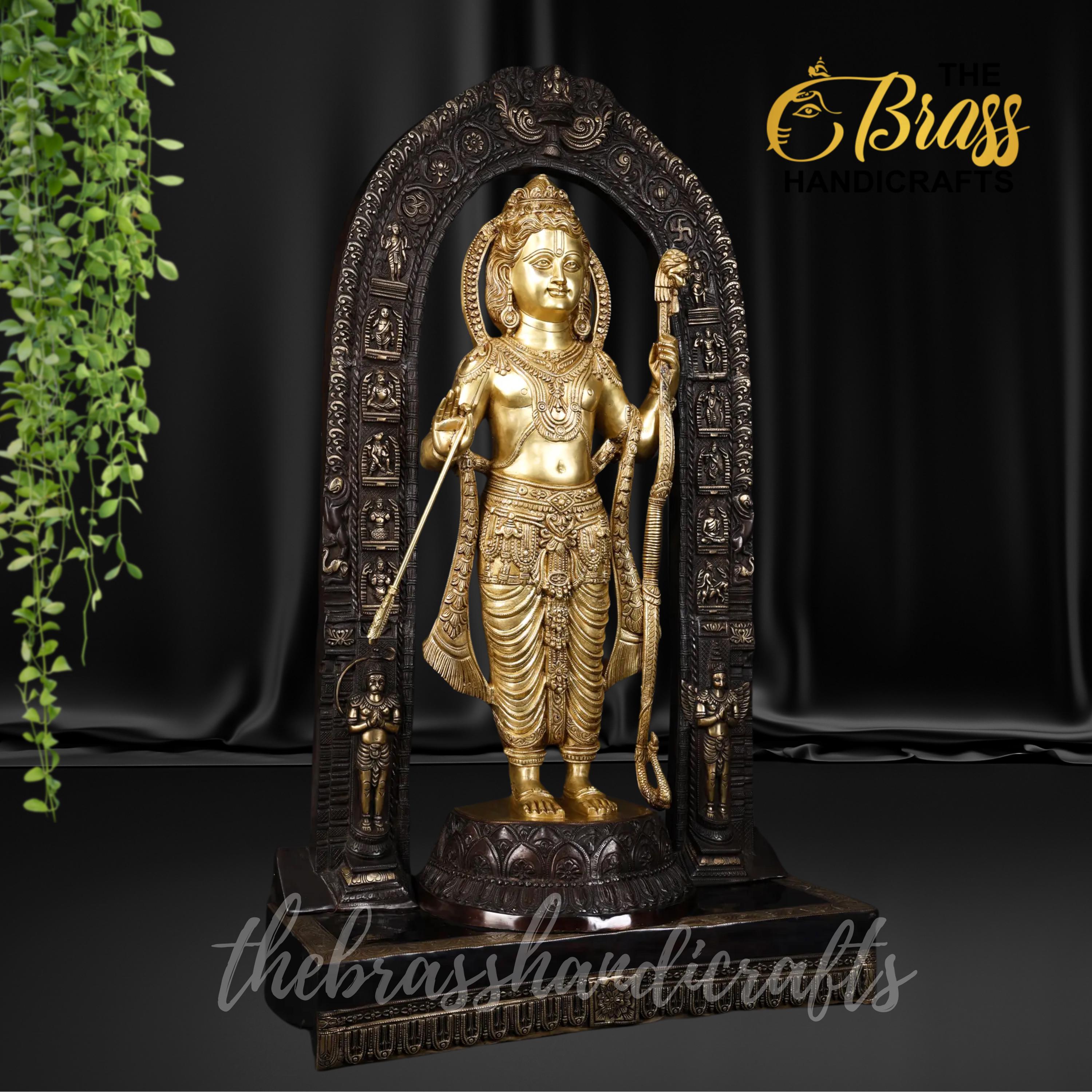 大きな真鍮製のラム像、アヨーディヤーの王子、純粋な真鍮製のラム