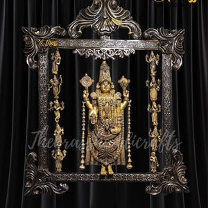 Brass Balaji Wall Hanging Art with Dashavatar, Balaji Statue with 10 Incarnations of Vishnu, pure brass Wall Mural frame & Gifting by TBH