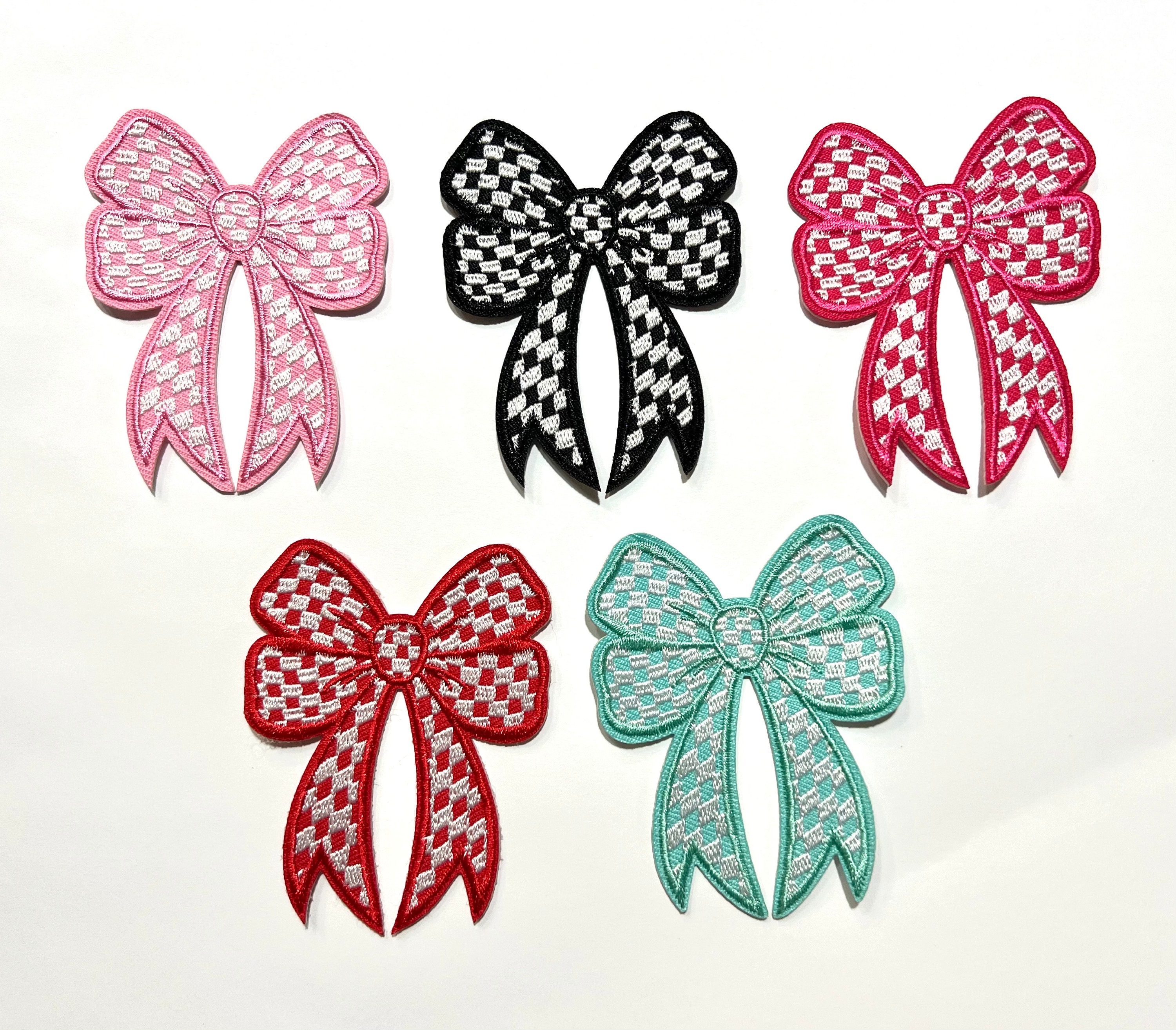 Checkered Bow Embroidered Iron-on Appliqué Patch - Etsy