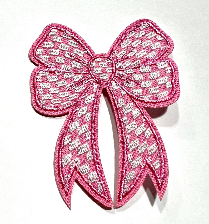 Checkered Bow Embroidered Iron-on Appliqué Patch - Etsy