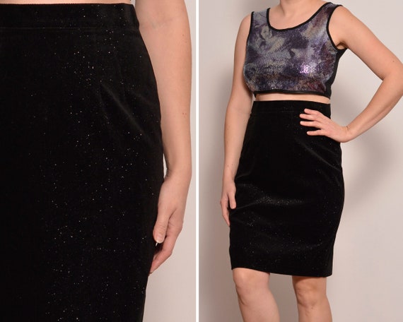 Black corduroy skirt 80s sales