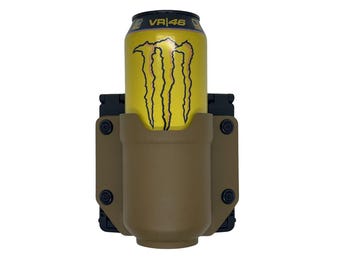 Universal 0.5L Can Holder – Kydex Tactical Pouch for Energy Drinks – MOLLE or Belt Mount Brown Coyote