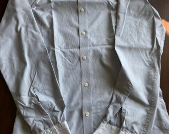 Vintage Hawes & Curtis Blue/White Cotton Dress Shirt, Non iron  Jermyn Street London, Men&#39;s Size 15.5 - 35 extra slim fit