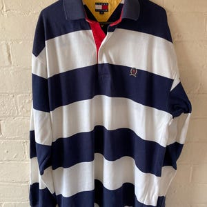 Tommy Hilfiger Border Pattern Long Sleeve Rugby Shirt Men's M /eaa441370